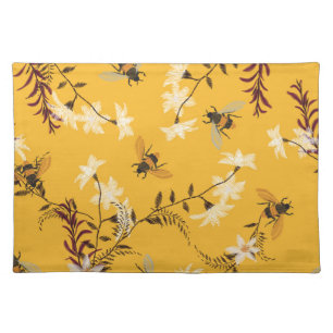 Vintage Bee & Butterfly: Embroidered Floral Art Cloth Placemat