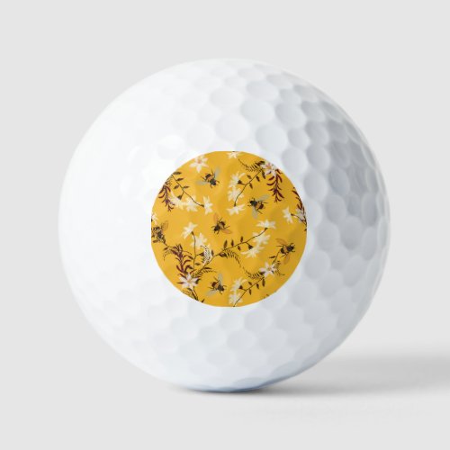 Vintage Bee  Butterfly Embroidered Floral Art Golf Balls