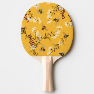 Vintage Bee & Butterfly: Embroidered Floral Art Ping Pong Paddle