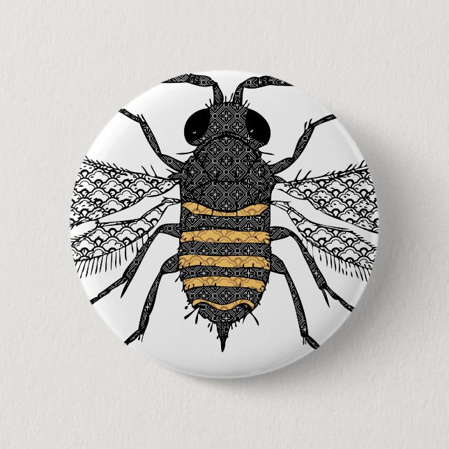 vintage bee button (Front)