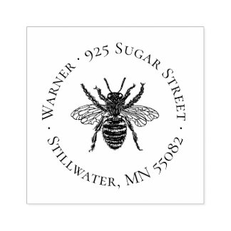 Vintage Bee Circle Address Stamp