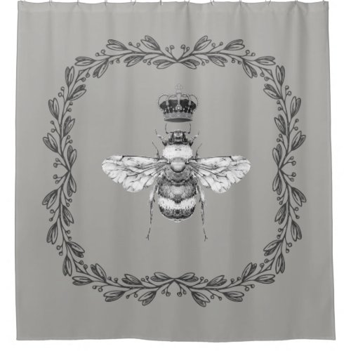 Vintage Bee  Crown Floral Frame Shower Curtain