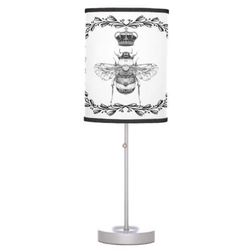 Vintage Bee  Crown Ornate Floral Frame Table Lamp