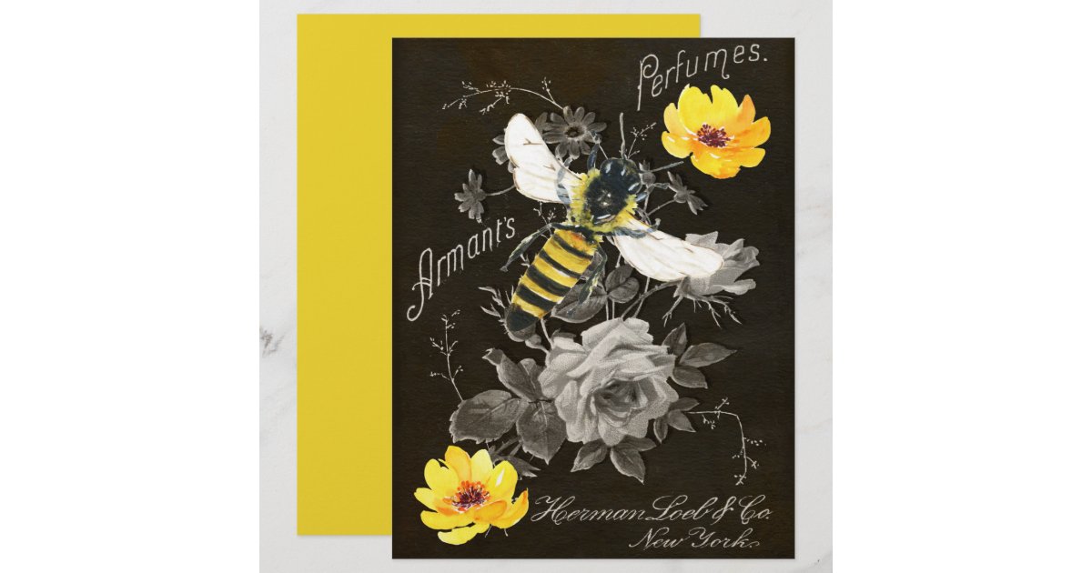Vintage Bee Ephemera Yellow Roses Scrapbook Paper | Zazzle