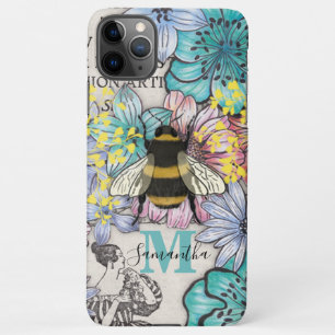 Vintage Bee Floral Monogram iPhone 11Pro Max Case