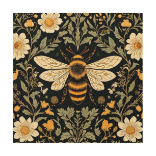 Vintage bee garden  wood wall art