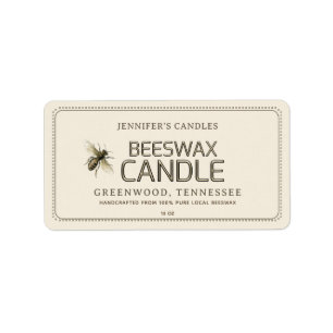 Vintage Bee Handcrafted Beeswax Candle Address Label