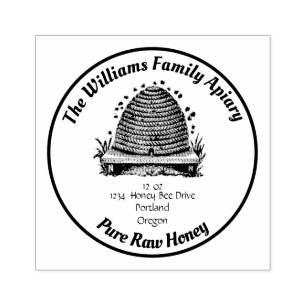 Vintage Bee Hive Apiary Address Honey Jar Rubber Stamp