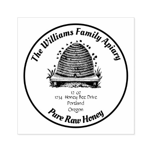 Vintage Bee Hive Apiary Address Honey Jar Rubber Stamp