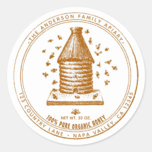 Vintage Bee Hive Beekeeper Apiary Honey Custom Classic Round Sticker