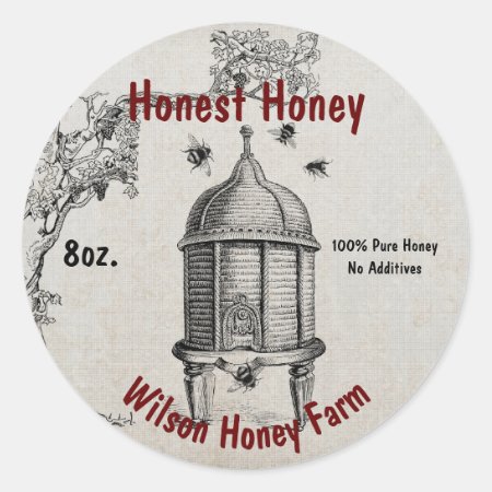 Vintage Bee Hive Honey Business Jar Label Sticker
