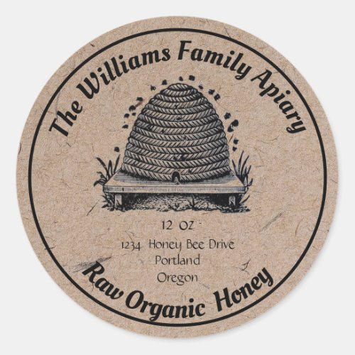 Vintage Bee Hive Kraft Paper  Honey Apiary Label