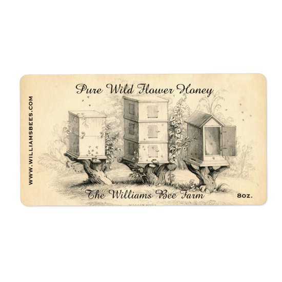 Vintage Bee Hives Honey Jar Label