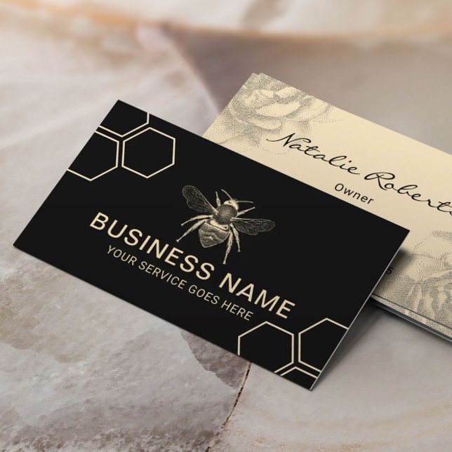 Vintage Bee Homemade Honey Beekeeper Farm Business Card (Creator Uploaded)