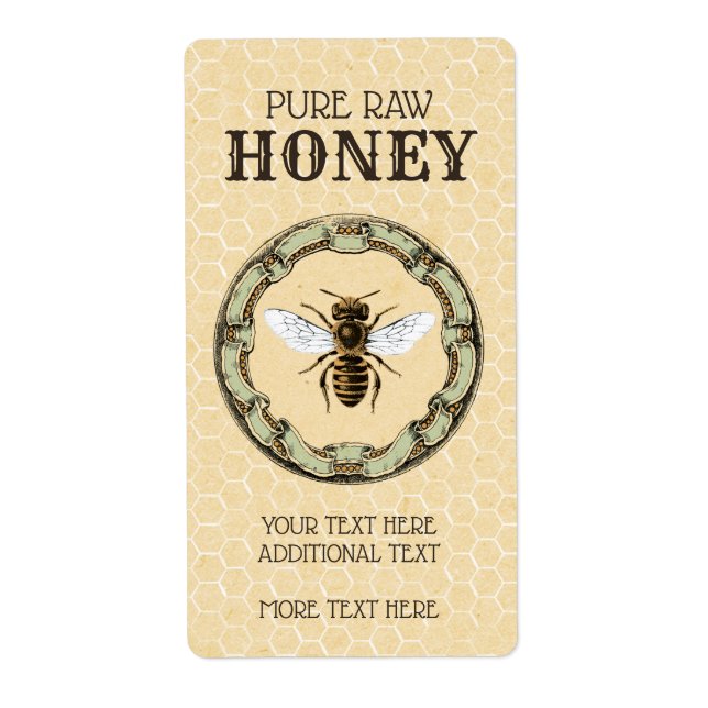 Vintage Bee Honey Jar 2 Label (Front)