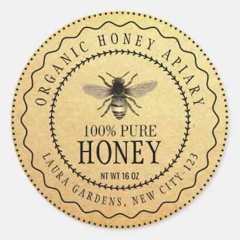 Vintage Bee Honey Jar Craft Paper Product Label by tsrao100 at Zazzle