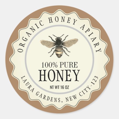 Vintage Bee Honey Jar Custom Label