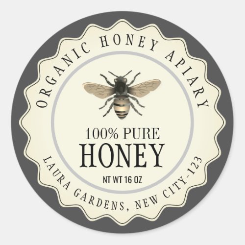 Vintage Bee Honey Jar Custom Label