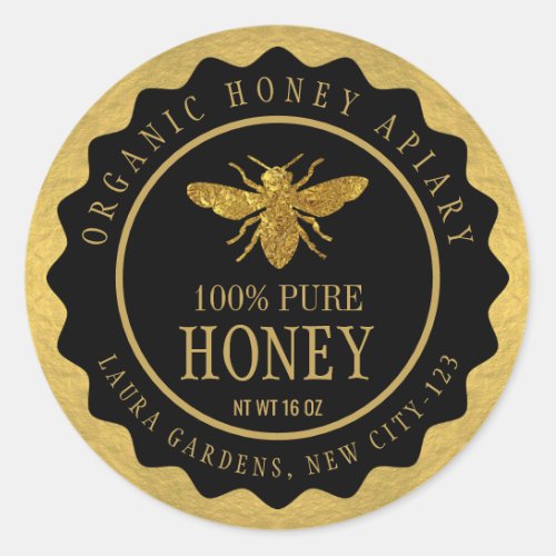 Vintage Bee Honey Jar Custom Label Gold