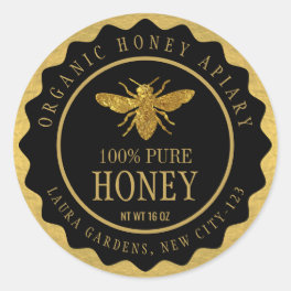 Vintage Bee Honey Jar Custom Label Gold