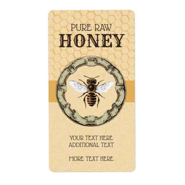 Vintage Bee Honey Jar Label (Front)