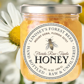Vintage Bee Honey Label Hand Bottled Raw