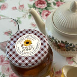 Vintage Bee Honey Label Hand Bottled Raw<br><div class="desc">Central design features a vintage sunflower illustration and watercolor honeybee. Personalize with your apiary name,  address and honey description (raw,  hand bottled,  single source etc.). Also include your honey net weight. Common honey net weight conversions: 8oz (227g),  12oz (340g),  16oz (454g),  32oz (907g),  5lb (2.27kg).</div>