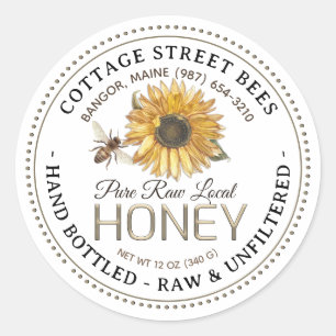 Vintage Bee Honey Label Hand Bottled Raw