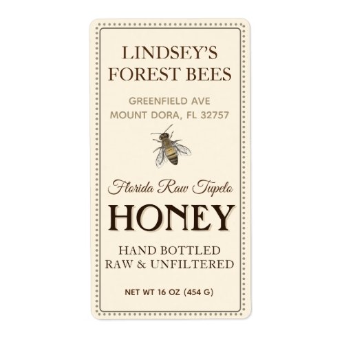 Vintage Bee Honey Label Hand Bottled Raw Queenline