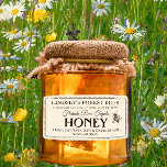 Vintage Bee Honey Label Hand Bottled Raw Shipping<br><div class="desc">Central design features a vintage honey bee illustration. Personalize with your apiary name,  address and honey description (raw,  hand bottled,  single source etc.). Also include your honey net weight. Common honey net weight conversions: 8oz (227g),  12oz (340g),  16oz (454g),  32oz (907g),  5lb (2.27kg).</div>