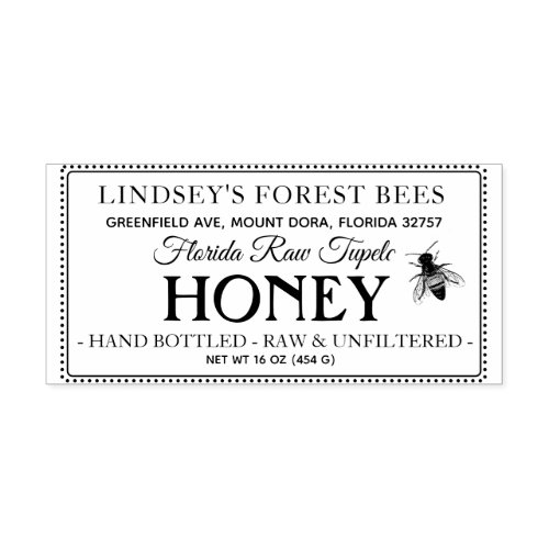 Vintage Bee Honey Label Hand Bottled Raw Stamp 