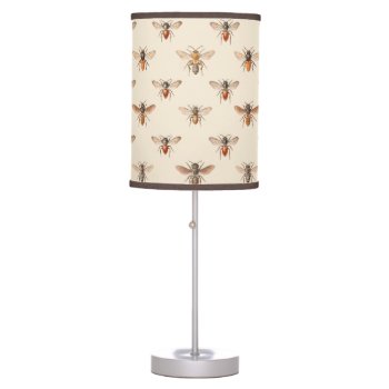 Vintage Bee Illustration Pattern Table Lamp by ThinxShop at Zazzle