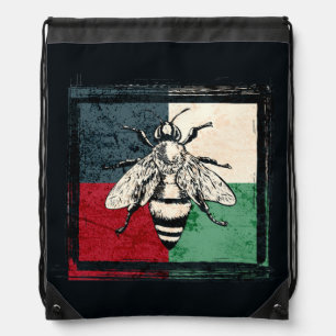Vintage Bee Insect Colorful Illustration Drawstring Bag