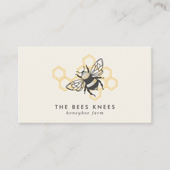 Vintage Bee Logo Rustic Honeybee Beekeeper Business Card