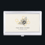Vintage Bee Logo Rustic Honeybee Beekeeper Business Card Case<br><div class="desc">Vintage Bee Logo Rustic Honeybee Beekeeper Business Card Case. This trendy design features a black honeybee against a yellow honeycomb background. The perfect apiary design for a beekeeper business.</div>