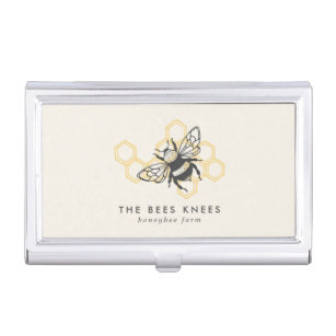 Vintage Bee Logo Rustic Honeybee Beekeeper Business Card Case