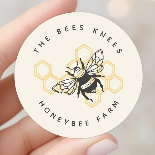 Vintage Bee Logo Rustic Honeybee Beekeeper Classic Round Sticker