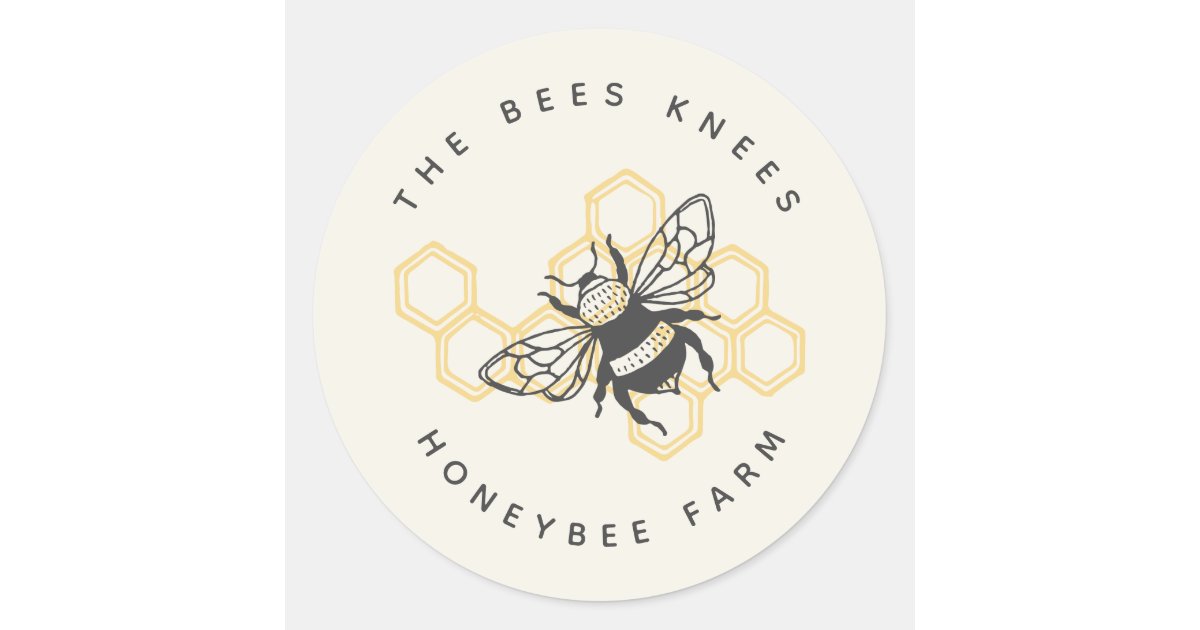 Vintage Bee Logo Rustic Honeybee Beekeeper Classic Round Sticker | Zazzle