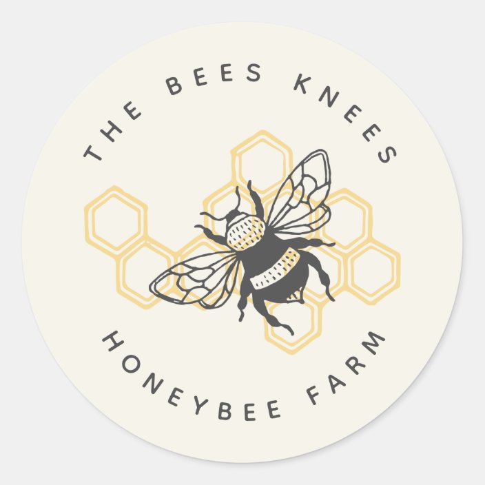 Vintage Bee Logo Rustic Honeybee Beekeeper Classic Round Sticker ...