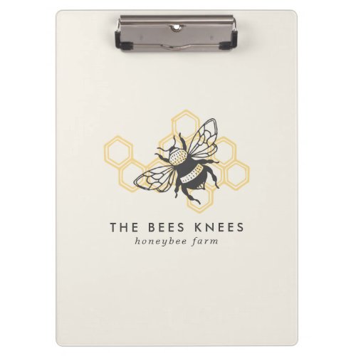 Vintage Bee Logo Rustic Honeybee Beekeeper Clipboard