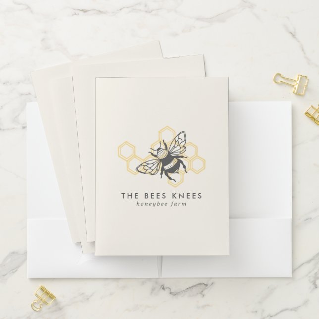 Vintage Bee Logo Rustic Honeybee Beekeeper Pocket Folder (In Situ)
