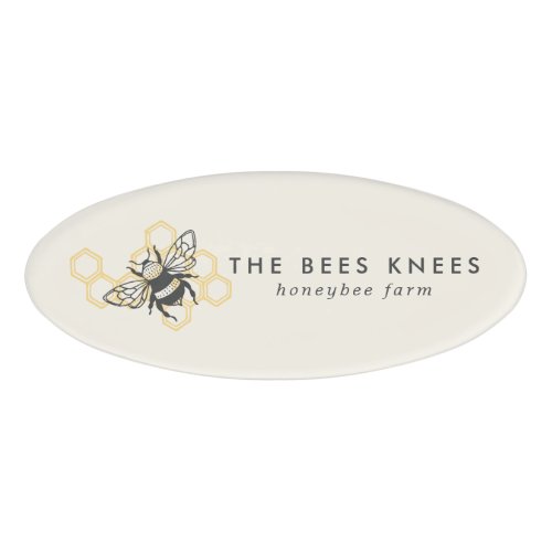 Vintage Bee Logo Rustic Honeybee Business Name Tag