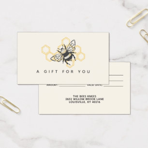 Vintage Bee Logo Rustic Honeybee Gift Card