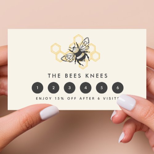 Vintage Bee Logo Rustic Honeybee Loyalty Card