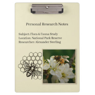Vintage Bee Nature Observer Scientific Clipboard