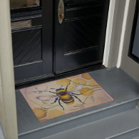 Vintage Bee No. 1 and Honeycomb Watercolor Art Doormat