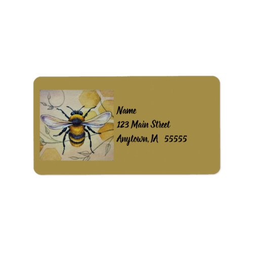 Vintage Bee No 1 and Honeycomb Watercolor Art Label