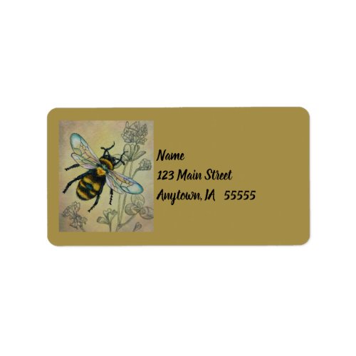Vintage Bee No 2 and Clover Watercolor Art Label