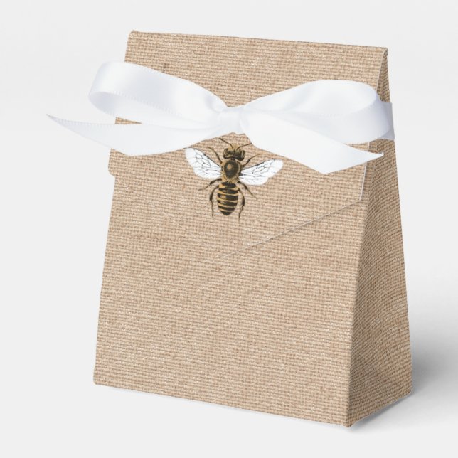 Vintage Bee on Burlap Favor Boxes (Front Side)