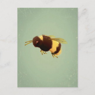 Vintage Bee On Green Background Pattern Postcard